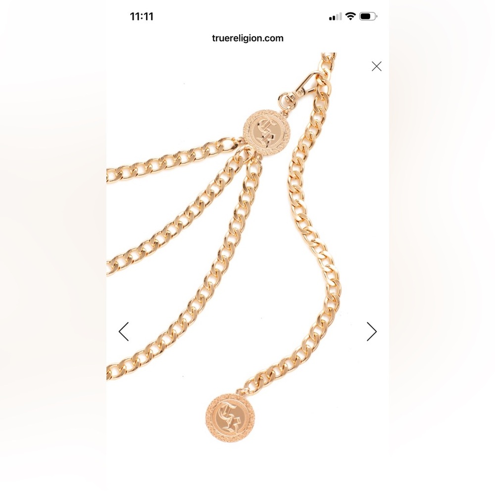 True Religion 3 Tier Gold Chain Belt - Picture 3 of 11